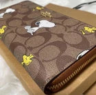 COACH x PEANUTS Long Zip Around Wallet Snoopy Woodstock CE705